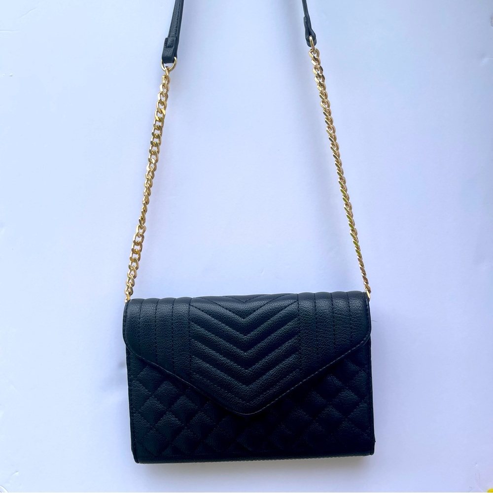 Madison West Black Crossbody Handbag with chained straps